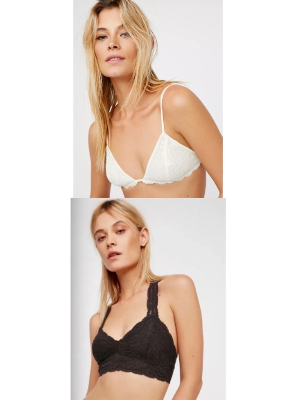 Free People Lace Bralette Duo - Black & White